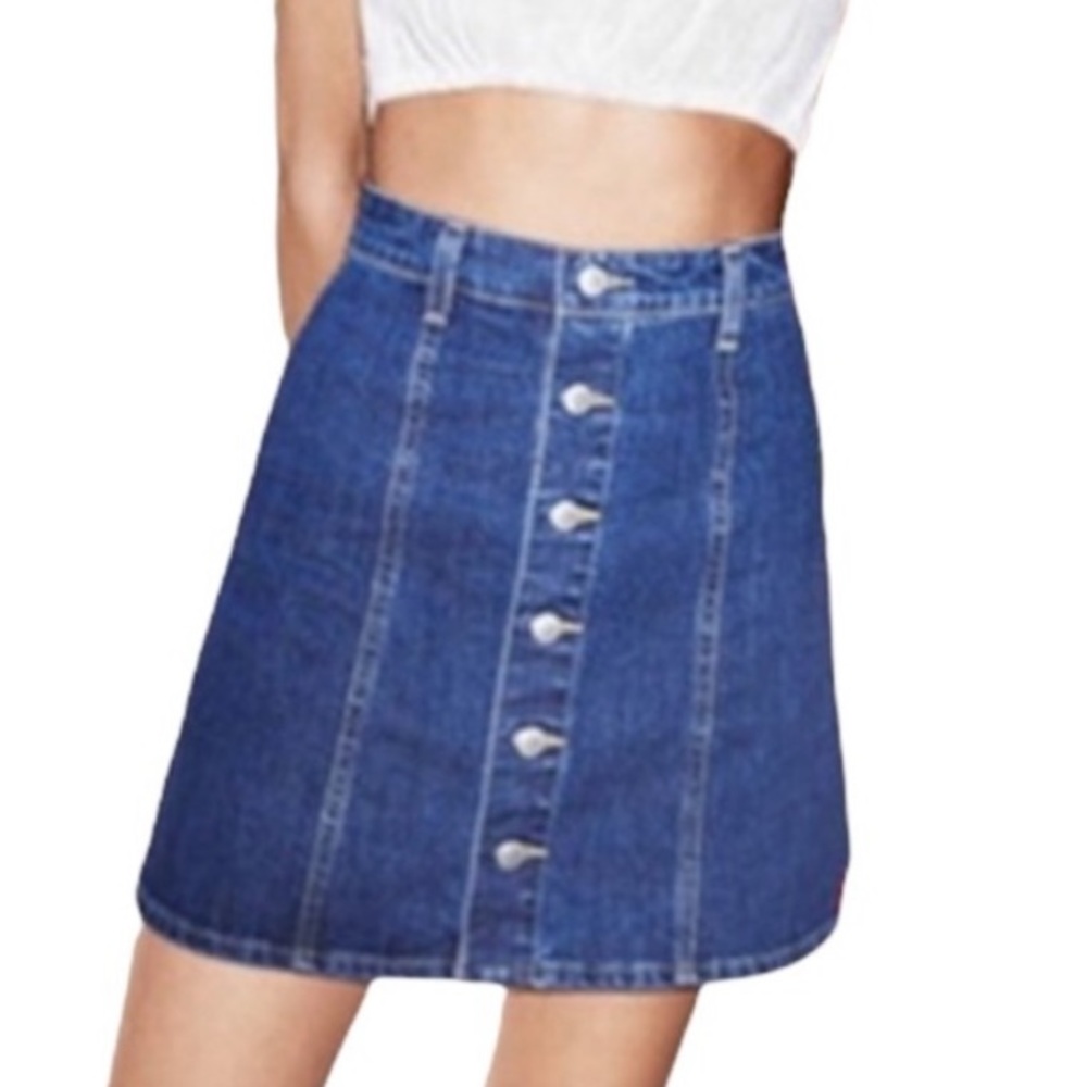 Nasty Gal Dream On medium wash button front denim jean skirt size 25